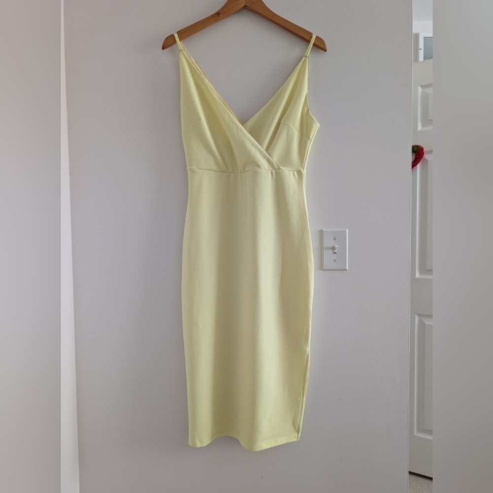 Yellow Midi Dress With Rhinestone Details